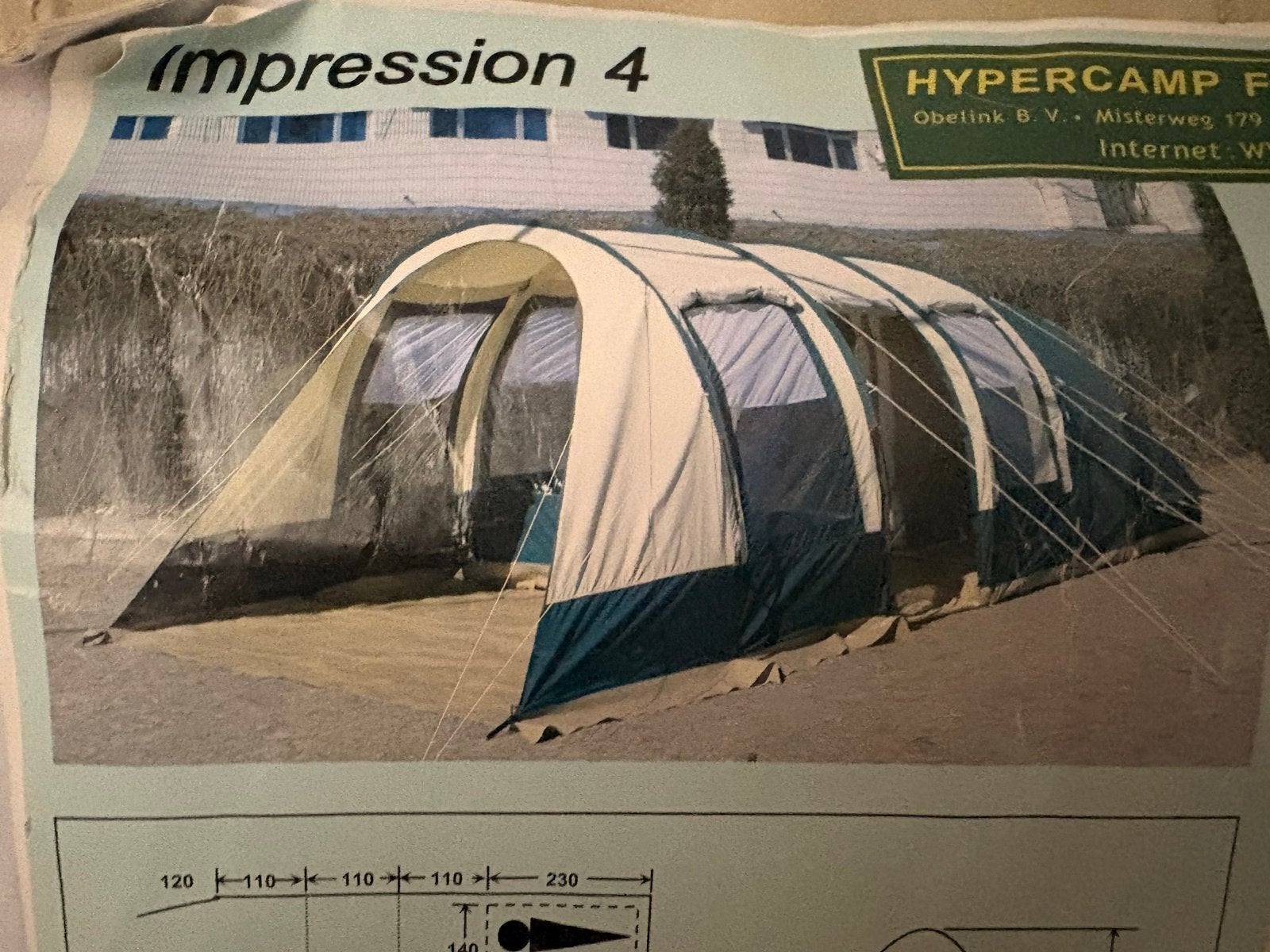 Grote, zware 4-persoons tent - Hypercamp Impression 4, Ophalen, Gebruikt, Tot en met 4