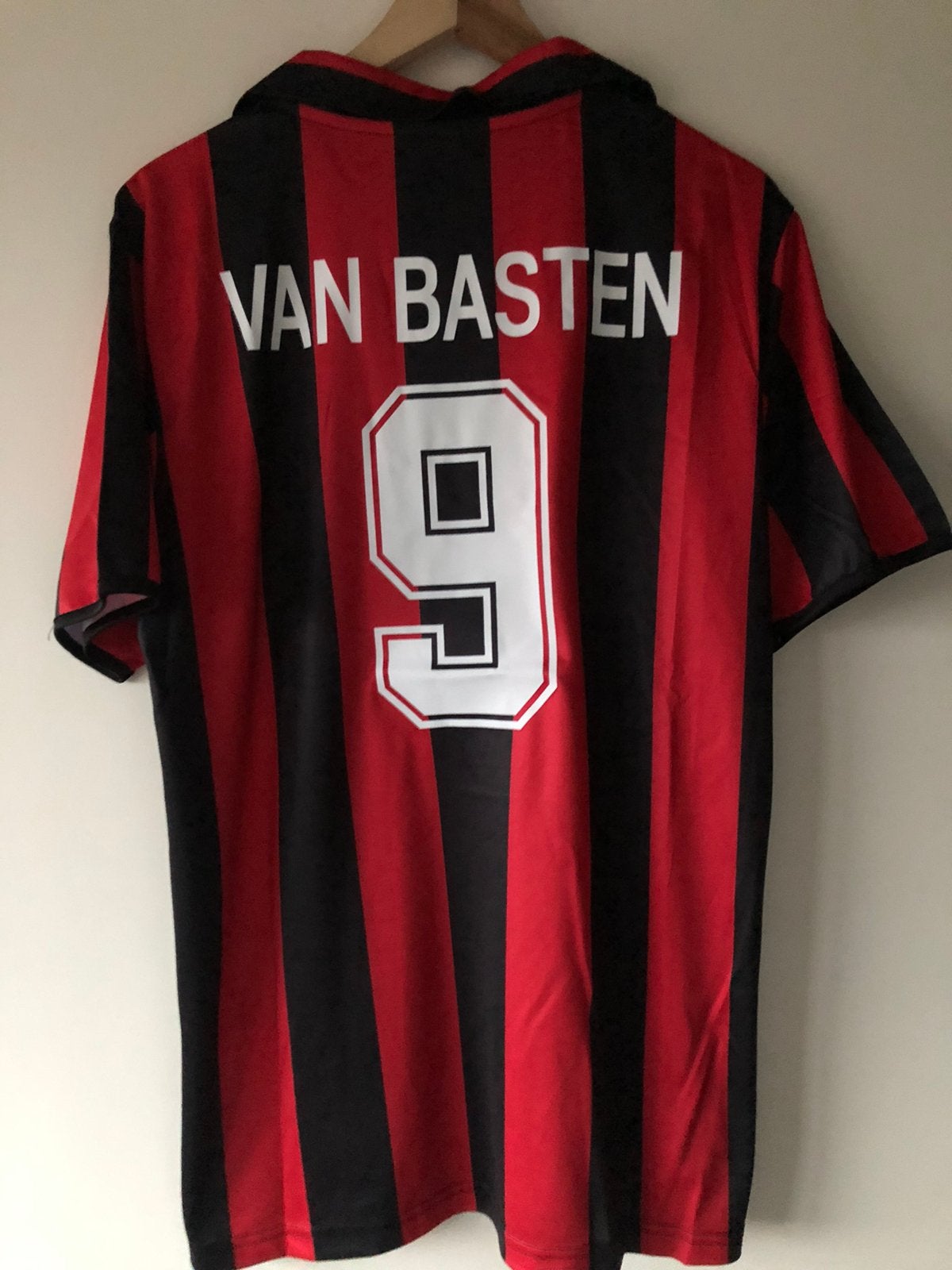 Van Basten AC Milan retro voetbalshirt maat L, Ophalen of Verzenden, Zo goed als nieuw, Shirt