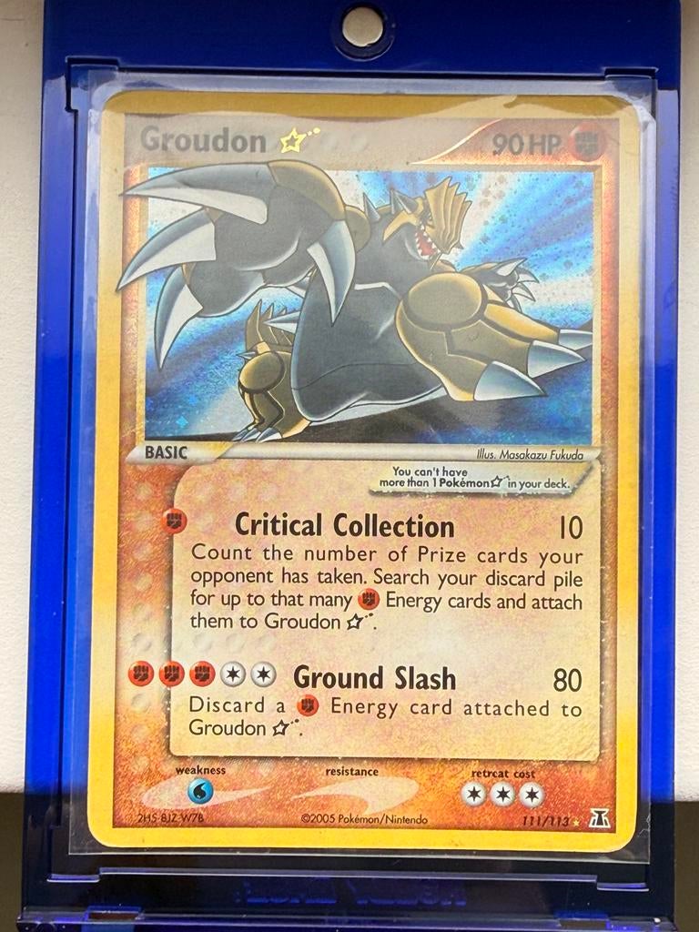 Groudon Gold Star Delta Species 111 Pokémon TCG Kaart, Ophalen of Verzenden, Zo goed als nieuw, Losse kaart, Foil