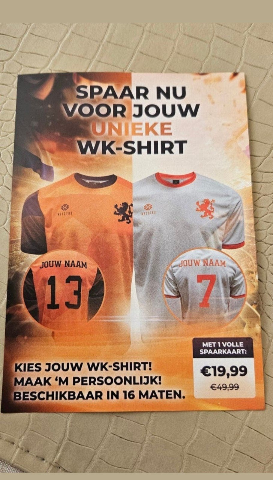 wk shirt uniek gaaf gepersonaliseerd leuk kadotip 7 codes, Maat L, Ophalen, Nieuw, Shirt