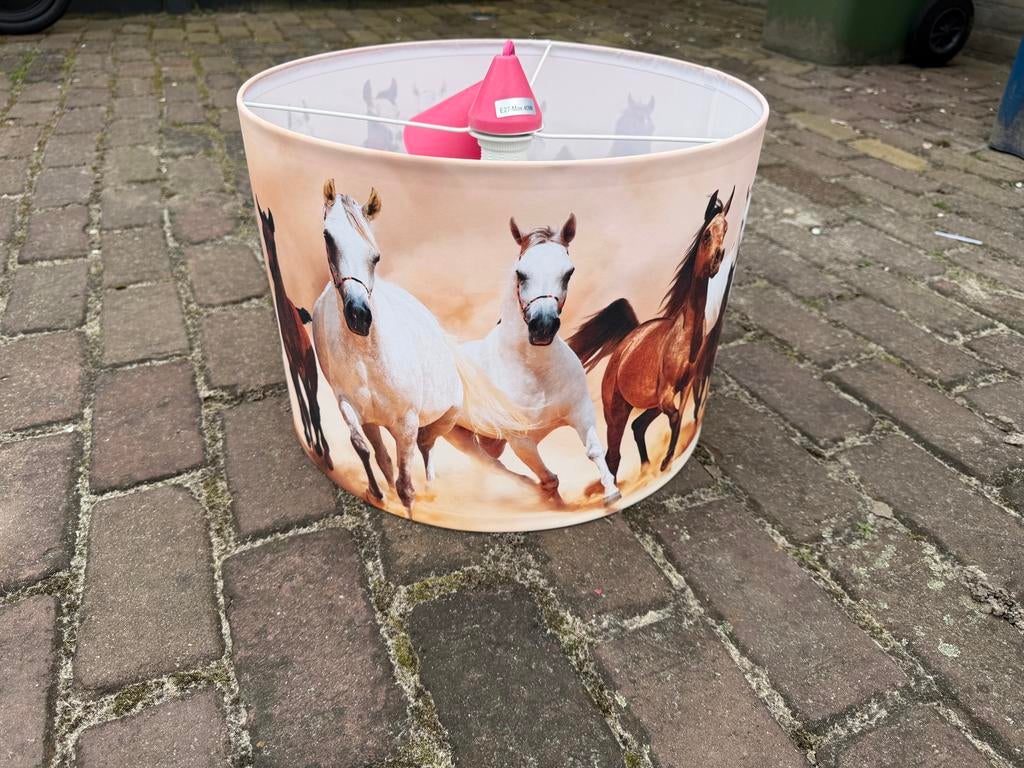 Paarden Lampenkap - Ideaal voor Kinderkamer, Huis en Inrichting, 25 tot 50 cm, Beige, Rond, Ophalen of Verzenden