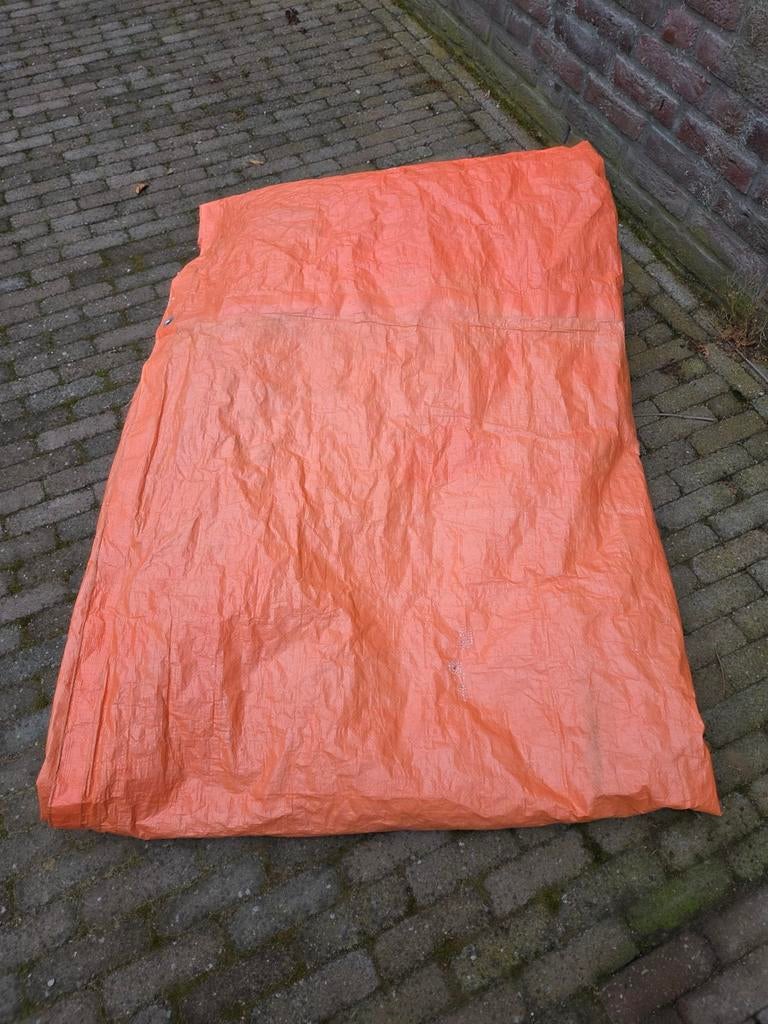 Afdekzeil oranje, Doe-het-zelf en Verbouw, Zeil en Folie, Ophalen of Verzenden, Gebruikt, 15 m² of meer, Zeil