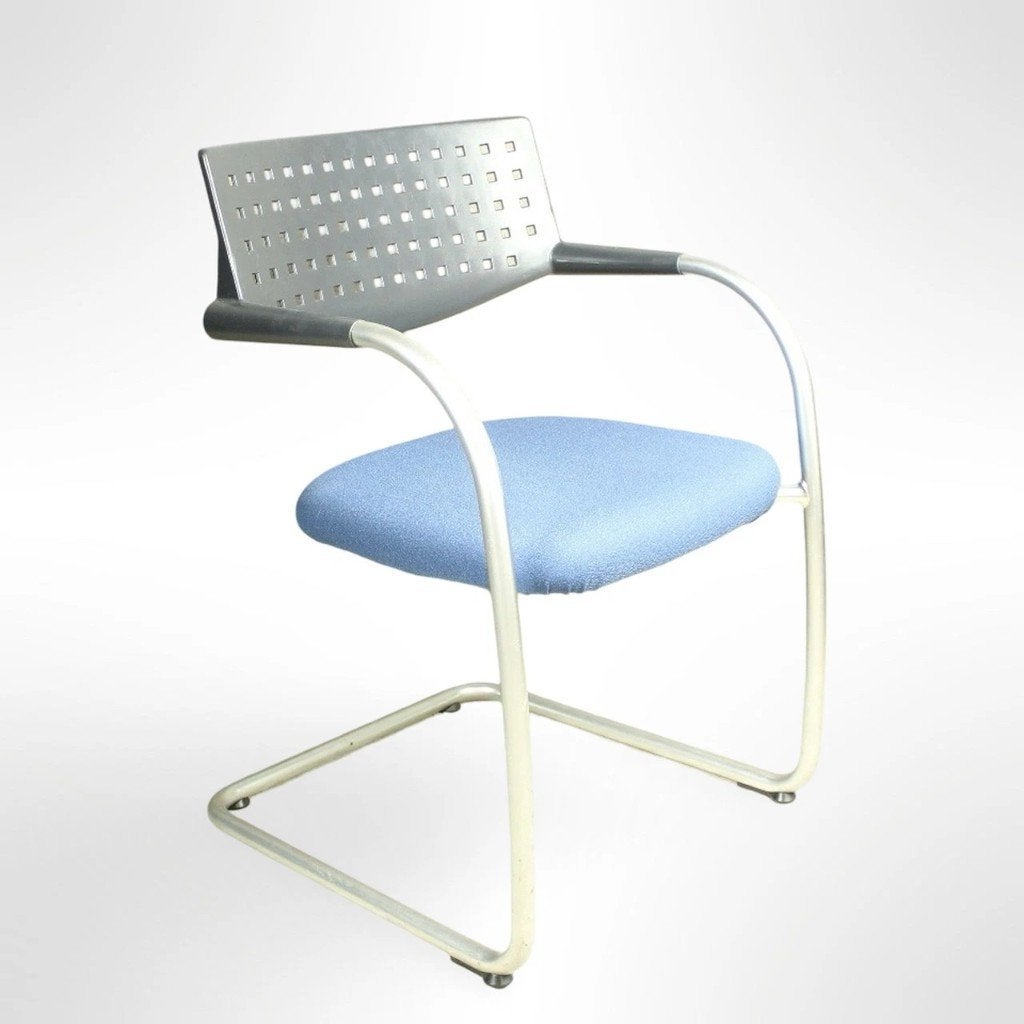 4 Vitra Visavis stoelen – Antonio Citterio – blauw, Gebruikt, Blauw, Kunststof, Ophalen of Verzenden