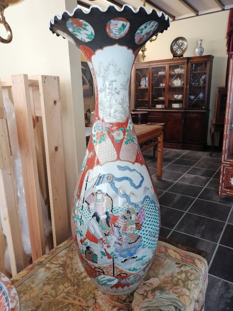 Antiek Japanese Samurai vloer vaas porcelein, Ophalen