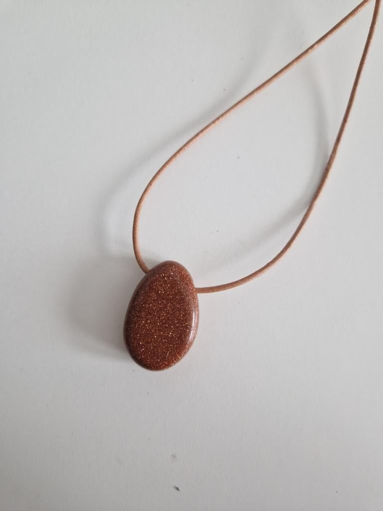 Goudsteen ketting bruin glitters nieuw, Ophalen of Verzenden, Nieuw, Bruin, Overige materialen