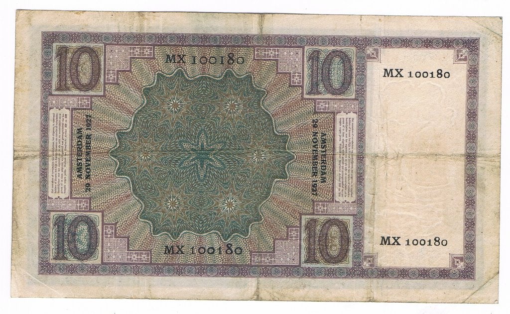 10 gulden 29 november 1927 Zeeuws meisje Replacement, Verzenden, 10 gulden, Los biljet