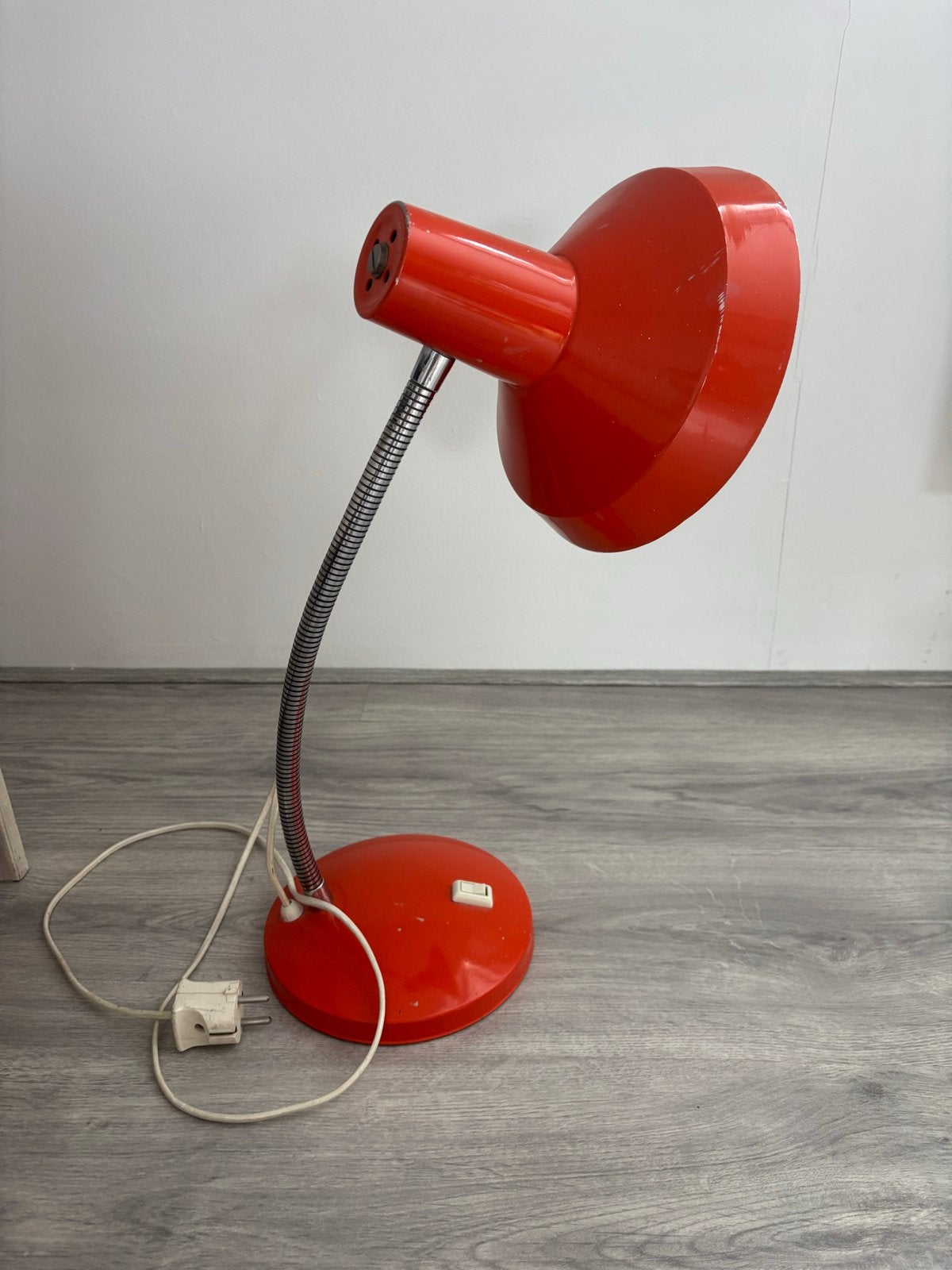 Vintage Oranje Bureaulamp met Flexibele Arm, Ophalen, Gebruikt, Vintage, Oranje