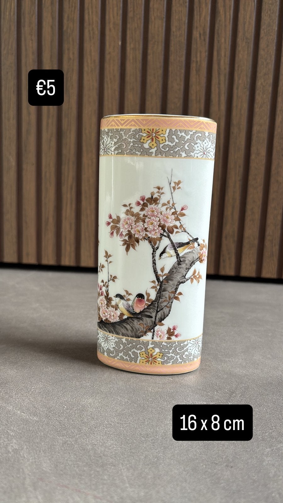 VAGA International vintage vaas met vogels en bloemen, Ophalen of Verzenden