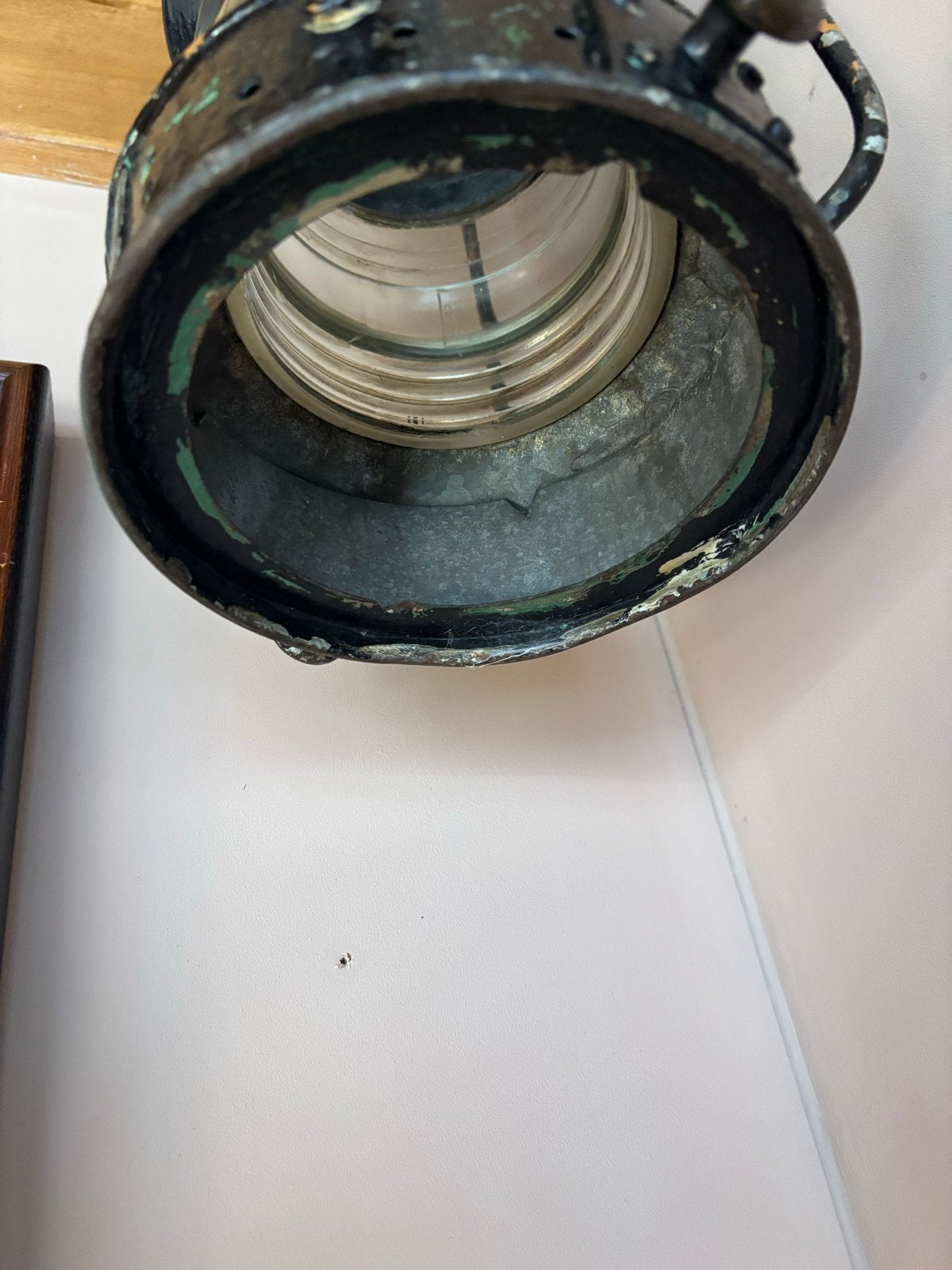 Vintage scheepslamp / ankerlicht - Zwart metaal, Antiek en Kunst, Antiek | Lampen, Ophalen of Verzenden