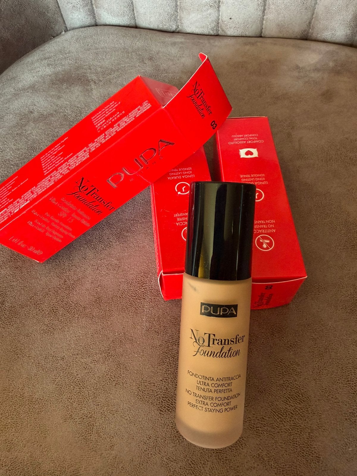 3x Pupa Milano No Transfer Foundation SPF 15 – 30 ml, Ophalen of Verzenden, Nieuw, Overige kleuren, Gehele gezicht