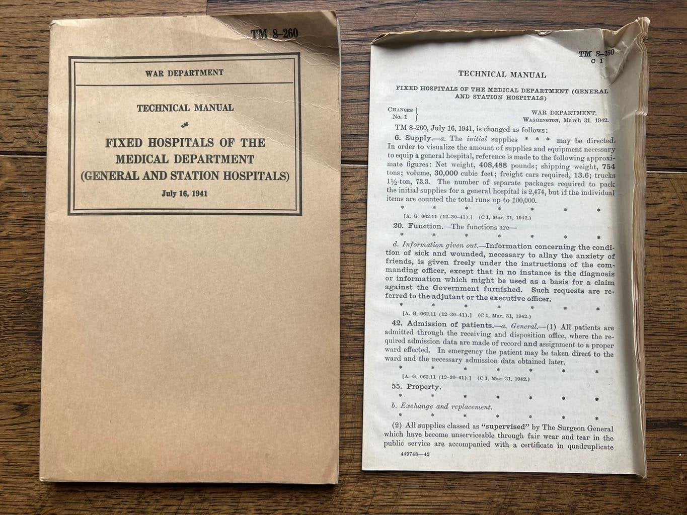 WO2 Amerikaans hospik medical voorschrift ziekenhuizen, Amerika, Verzenden, Boek of Tijdschrift