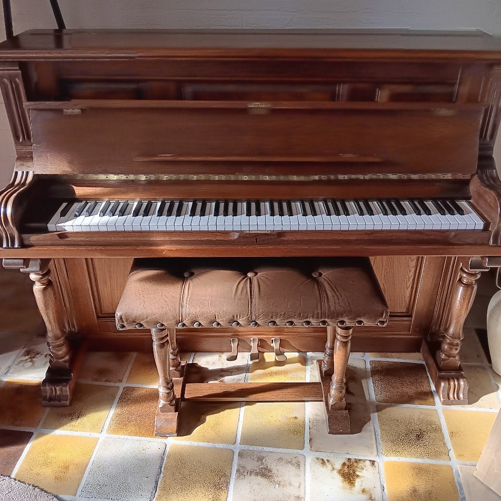 piano, Muziek en Instrumenten, Piano's, Ophalen, Gebruikt, Bruin, Piano