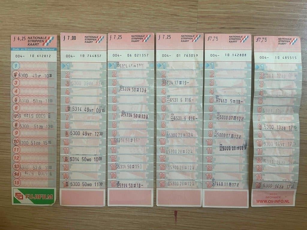 Nationale strippenkaart Roze 6x, Verzamelen, Spoorwegen en Tramwegen, Ophalen, Gebruikt, Bus of Metro, Overige typen