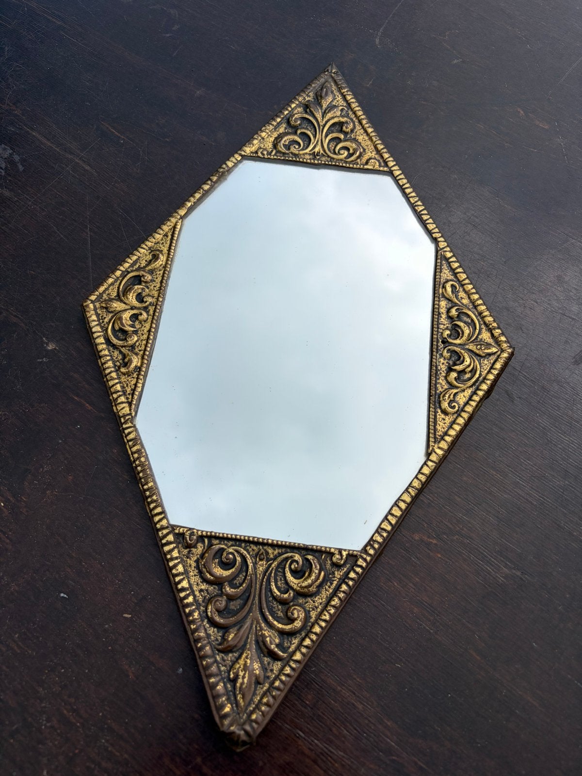 Vintage Spiegel Diamant Vorm - Ca. 1920, Ophalen of Verzenden, Overige vormen, Minder dan 50 cm, Minder dan 100 cm