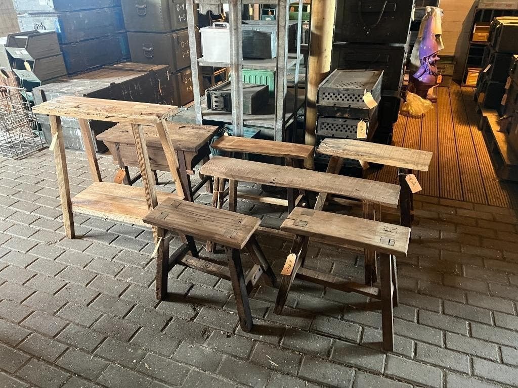 Hele leuke houten bankjes en krukjes, Huis en Inrichting, Ophalen of Verzenden