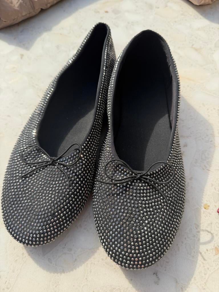 Zara Ballerina's met glitter - Maat 36, Ophalen of Verzenden, Gedragen, Zwart, Ballerina's