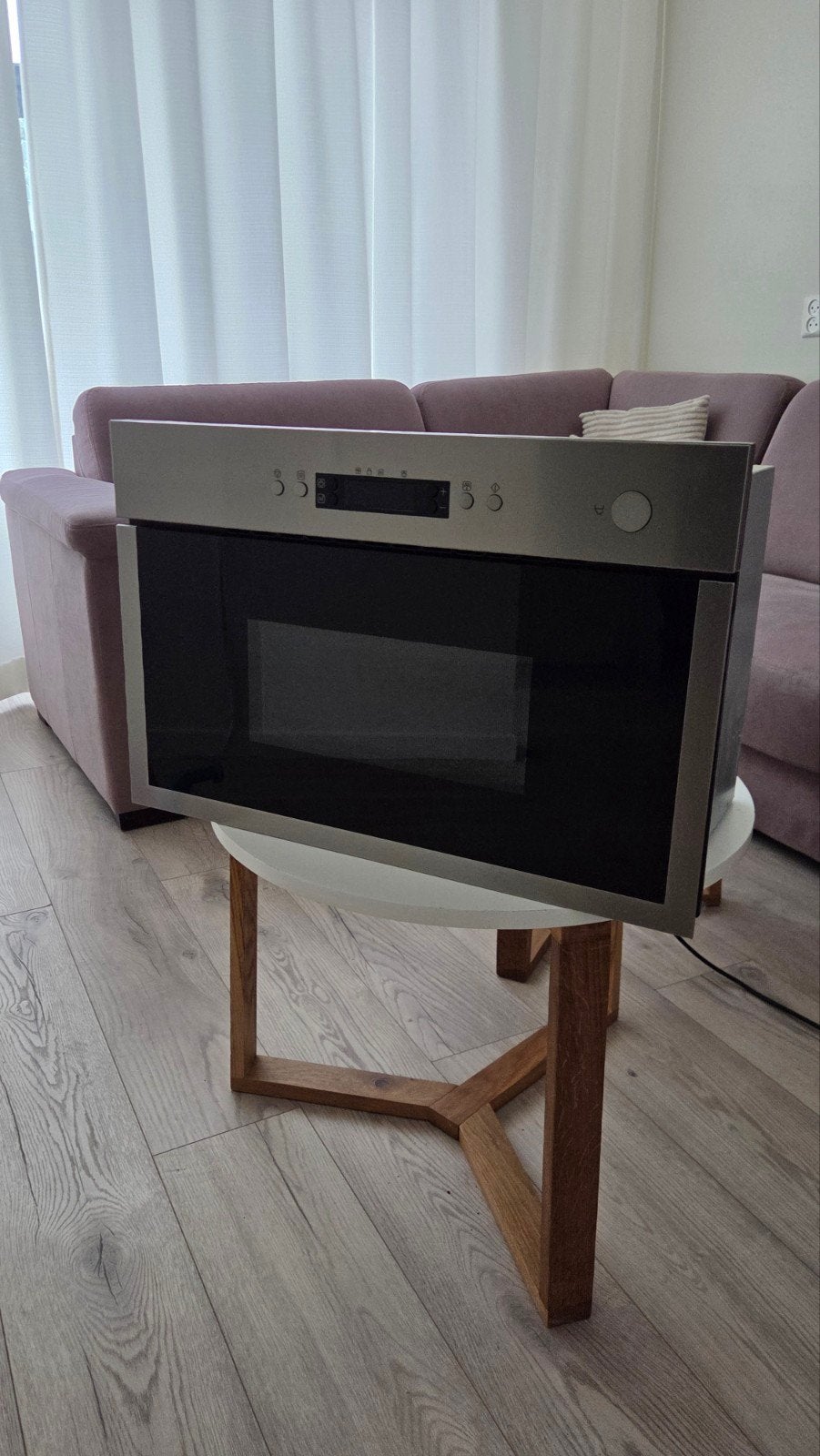 Inbouw combimagnetron Ikea Matalskare RVS- in goede staat, Ophalen, 60 cm of meer, Inbouw, Draaiplateau