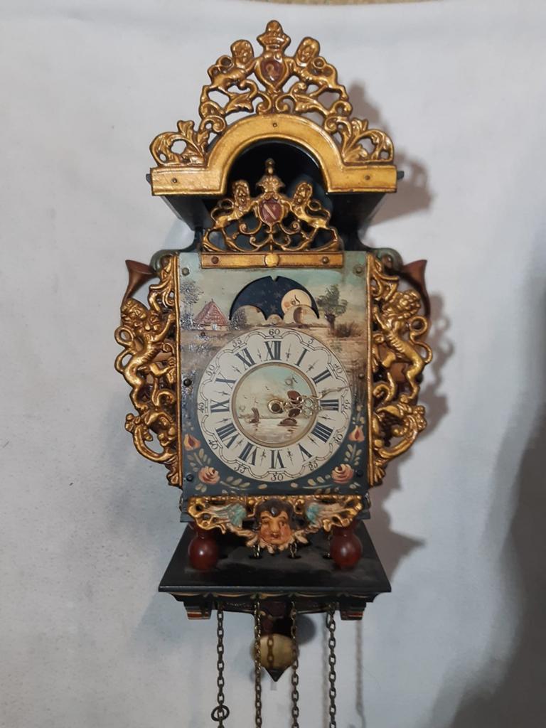Antieke Friese Staartklok met Zeemeermin Decoratie, Ophalen of Verzenden