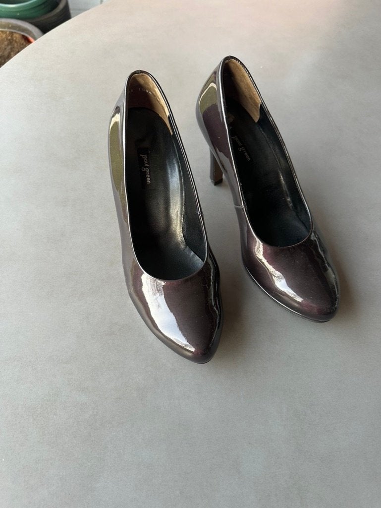 Aubergine leren Paul Green pumps, maat 6 = 39, Kleding | Dames, Pumps, Overige kleuren, Verzenden, Zo goed als nieuw
