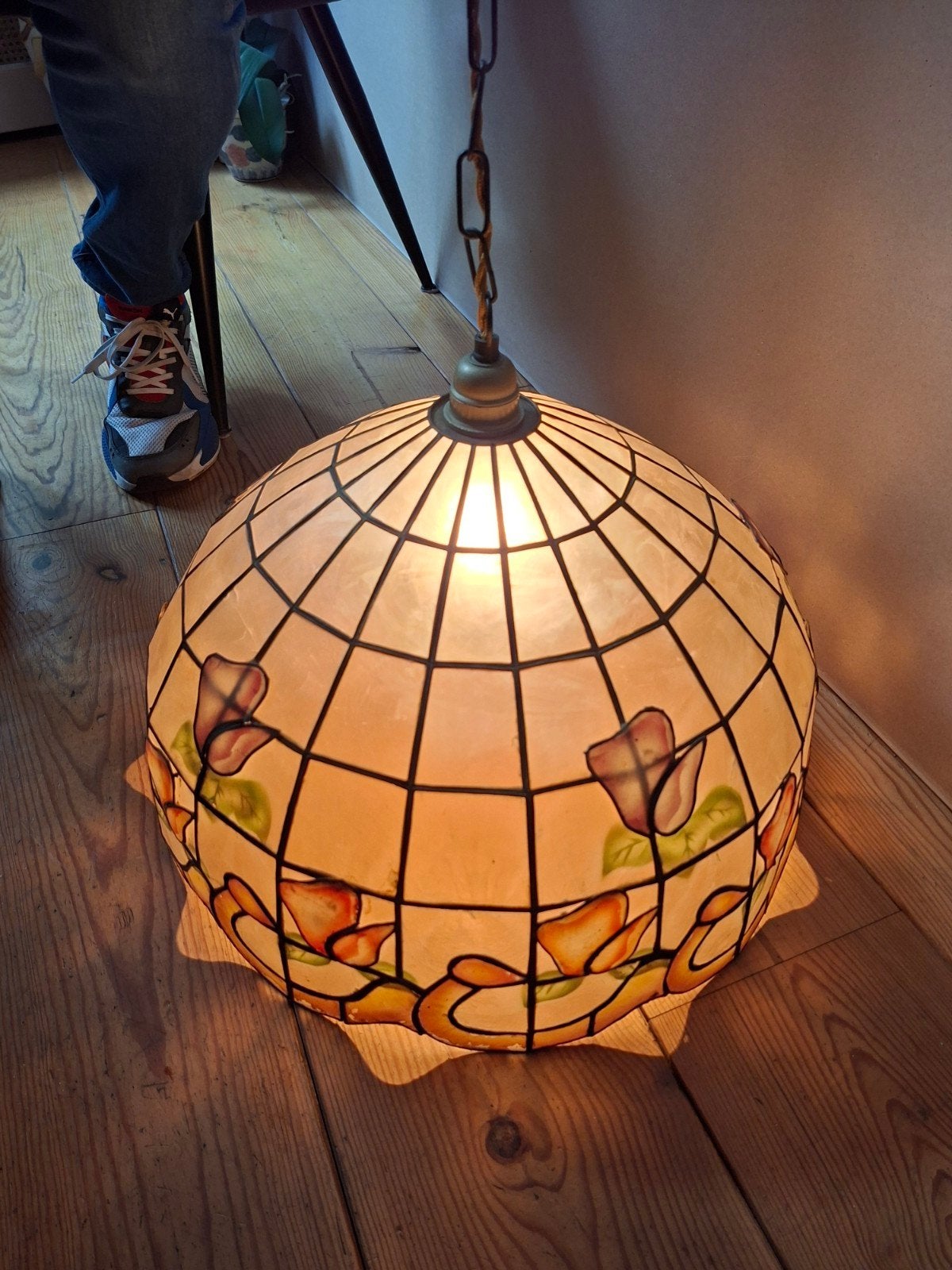Vintage lamp, Huis en Inrichting, Lampen | Hanglampen, Ophalen of Verzenden, Glas, Minder dan 50 cm