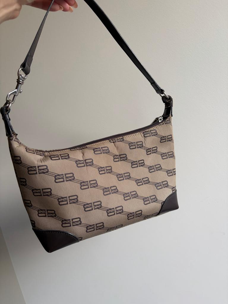 Balenciaga Monogram Schoudertasje - Vintage Stijl, Ophalen of Verzenden, Gebruikt, Bruin, Schoudertasje