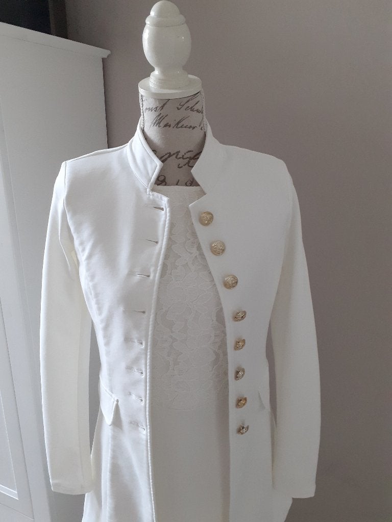 Prachtig off-white jasje/goud-knopen, maat 36, nieuwstaat!, Wit, Ophalen of Verzenden, Zo goed als nieuw, Purdey
