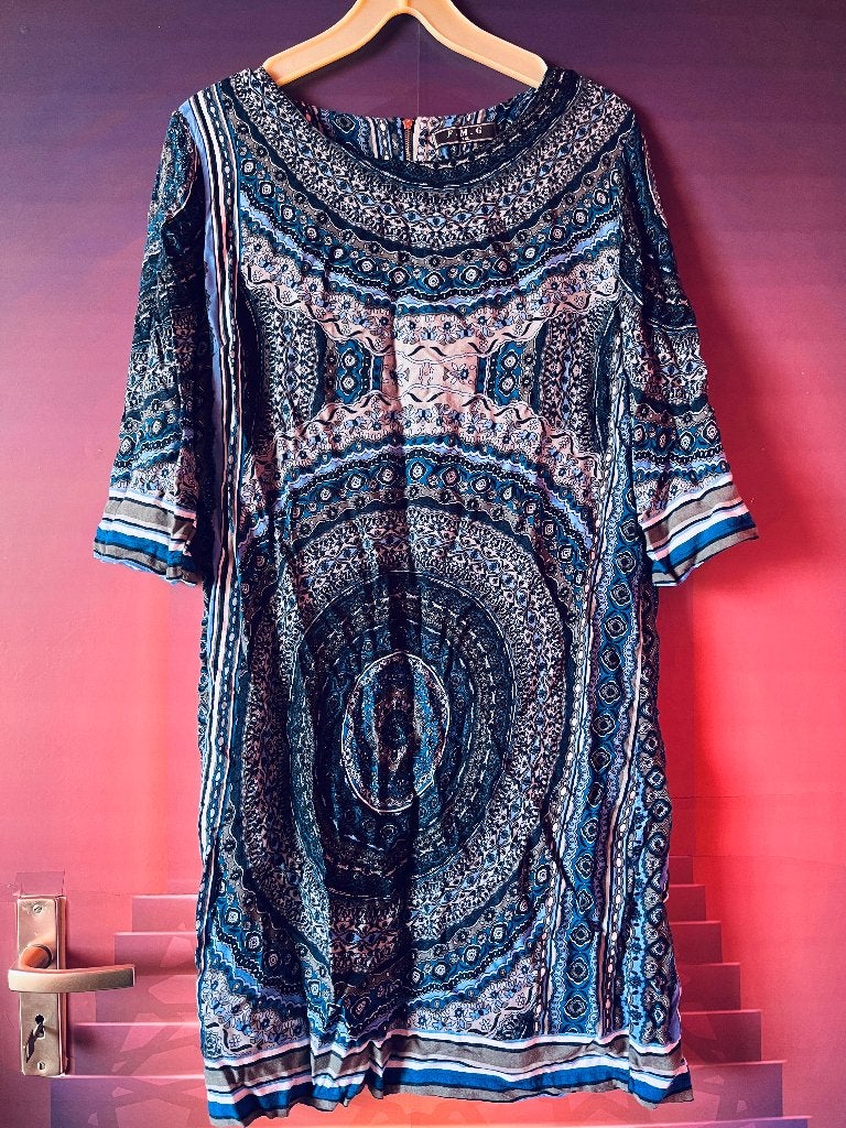Luchtige Ibiza tuniek/jurk met opdruk en rits XXL 19,99€, Kleding | Dames, Meerkleurig, Maat 46/48 (XL) of groter, Ophalen of Verzenden