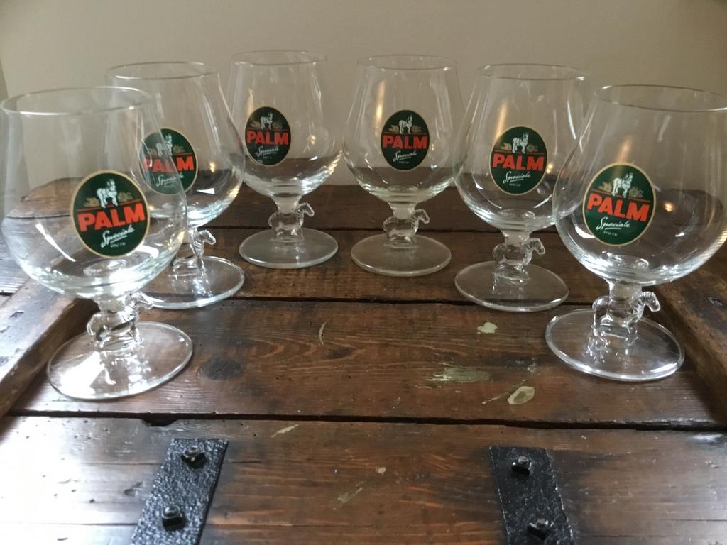 6 Palmglazen met paard op de voet en Palmschort., Ophalen of Verzenden, Nieuw, Glas of Glazen, Palm