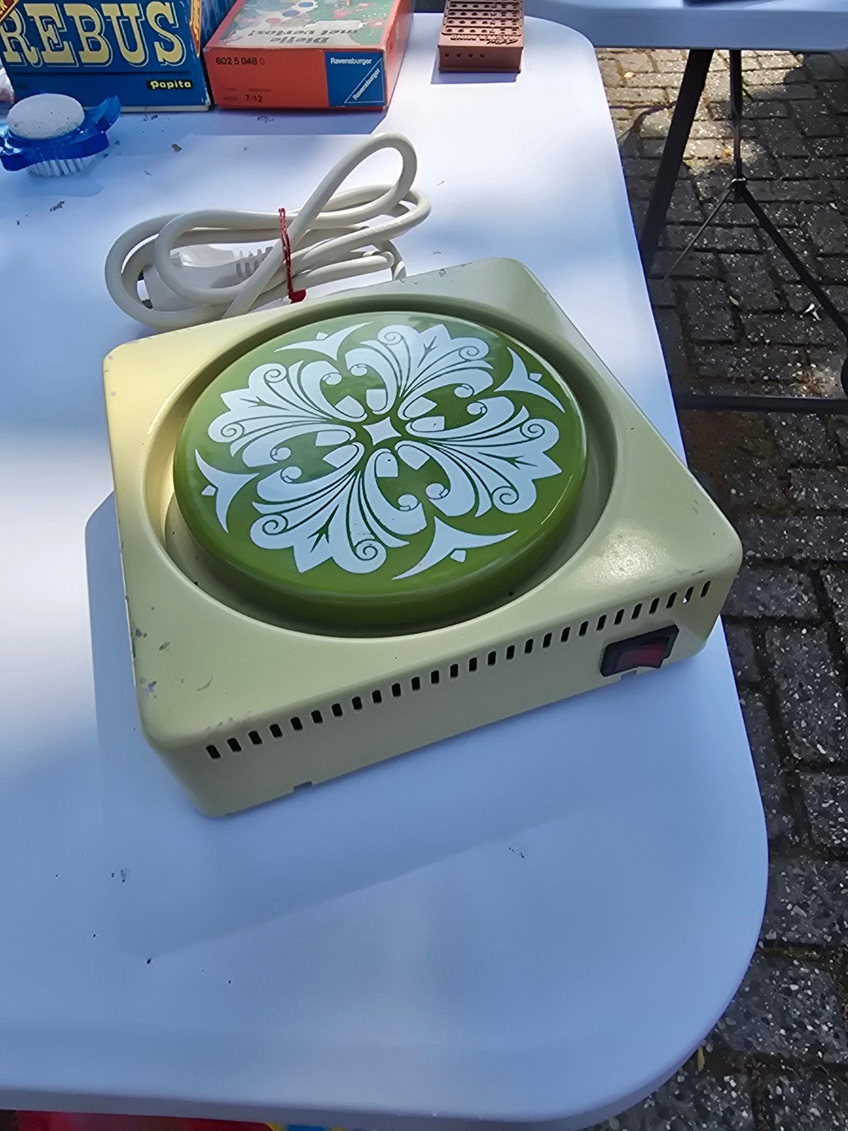 Retro Daalderop Warmhoudplaatje - Vintage Groen Design, Ophalen of Verzenden