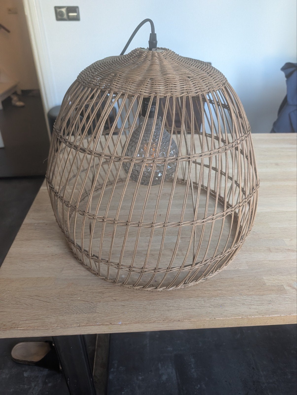 Rotan hanglamp - Boheemse stijl, Ophalen of Verzenden, Zo goed als nieuw, Overige materialen, Boheems