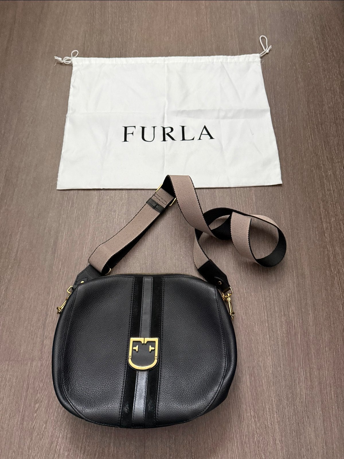 Furla Gioia S Crossbody Tas Zwart Onyx, Ophalen of Verzenden, Zo goed als nieuw, Zwart, Schoudertasje
