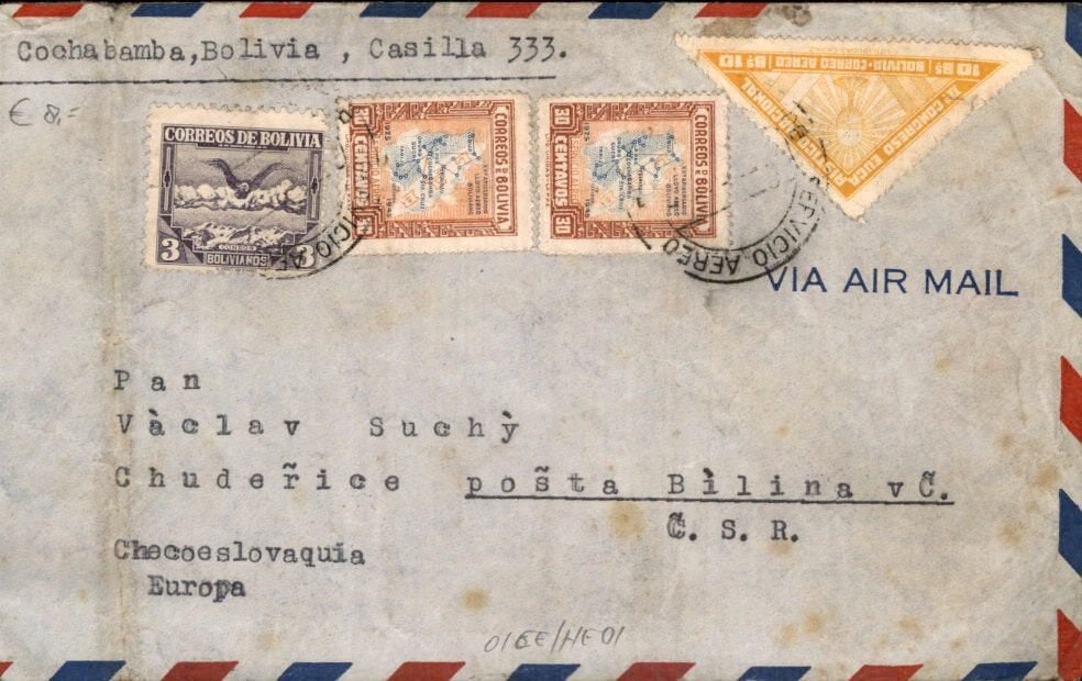 Bolivia - Tsjechië - Luchtpost - 1930, Verzenden, Envelop
