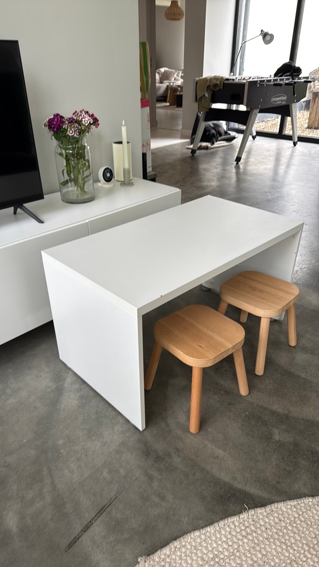 IKEA tafel met 2 krukjes (hout), Ophalen, Gebruikt, Twee, Wit