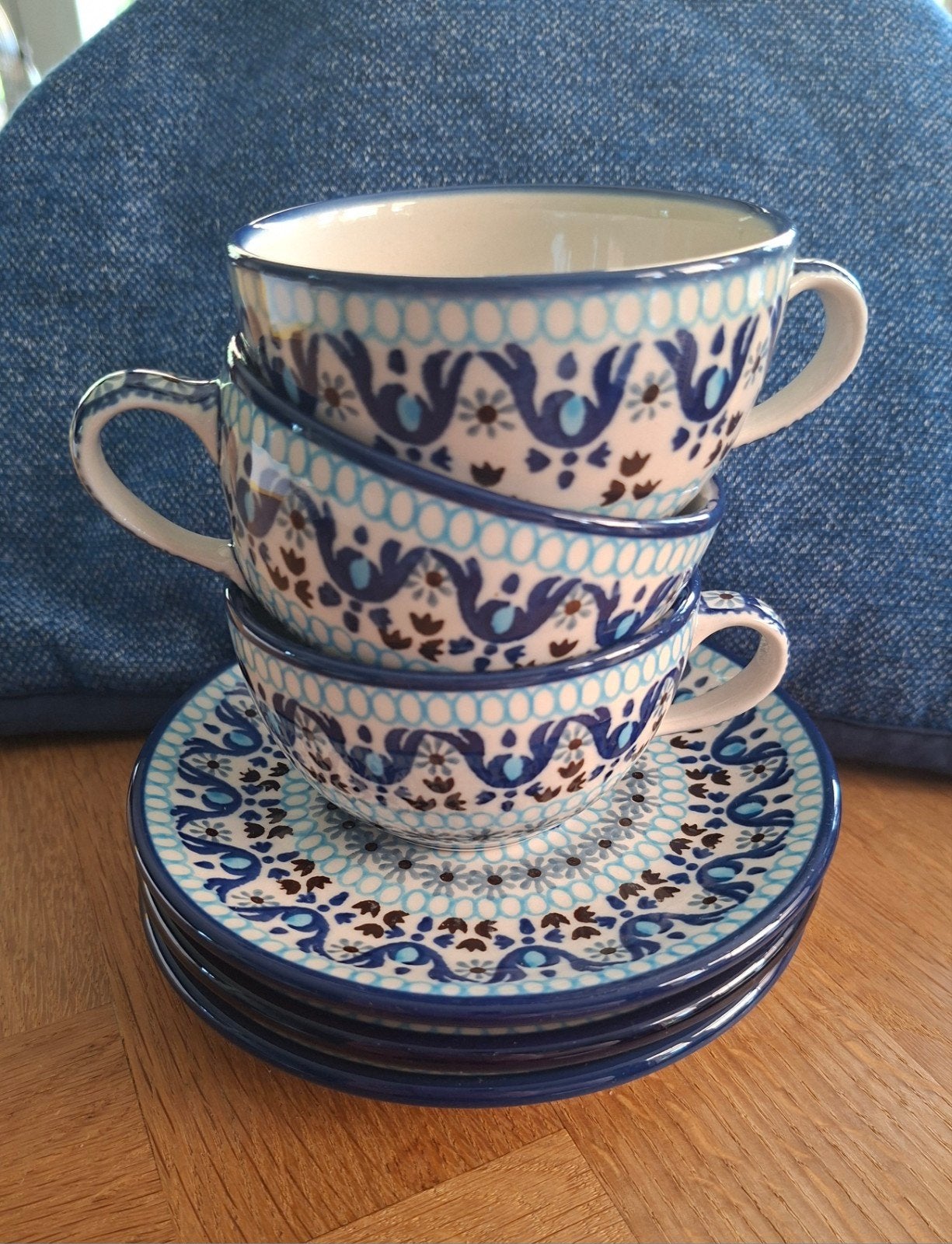 3 Bunzlau Castle kop en schotels - Marrakech - 170 ml, Gebruikt, ., Keramiek, Ophalen of Verzenden