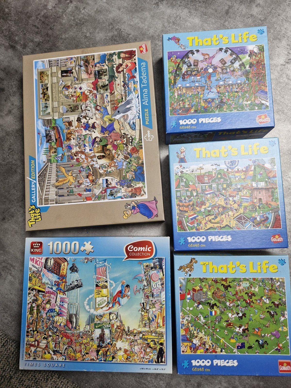 5x Legpuzzels 1000 stukjes: That's Life, King, Goliath, Hobby en Vrije tijd, Denksport en Puzzels, Ophalen, 500 t/m 1500 stukjes