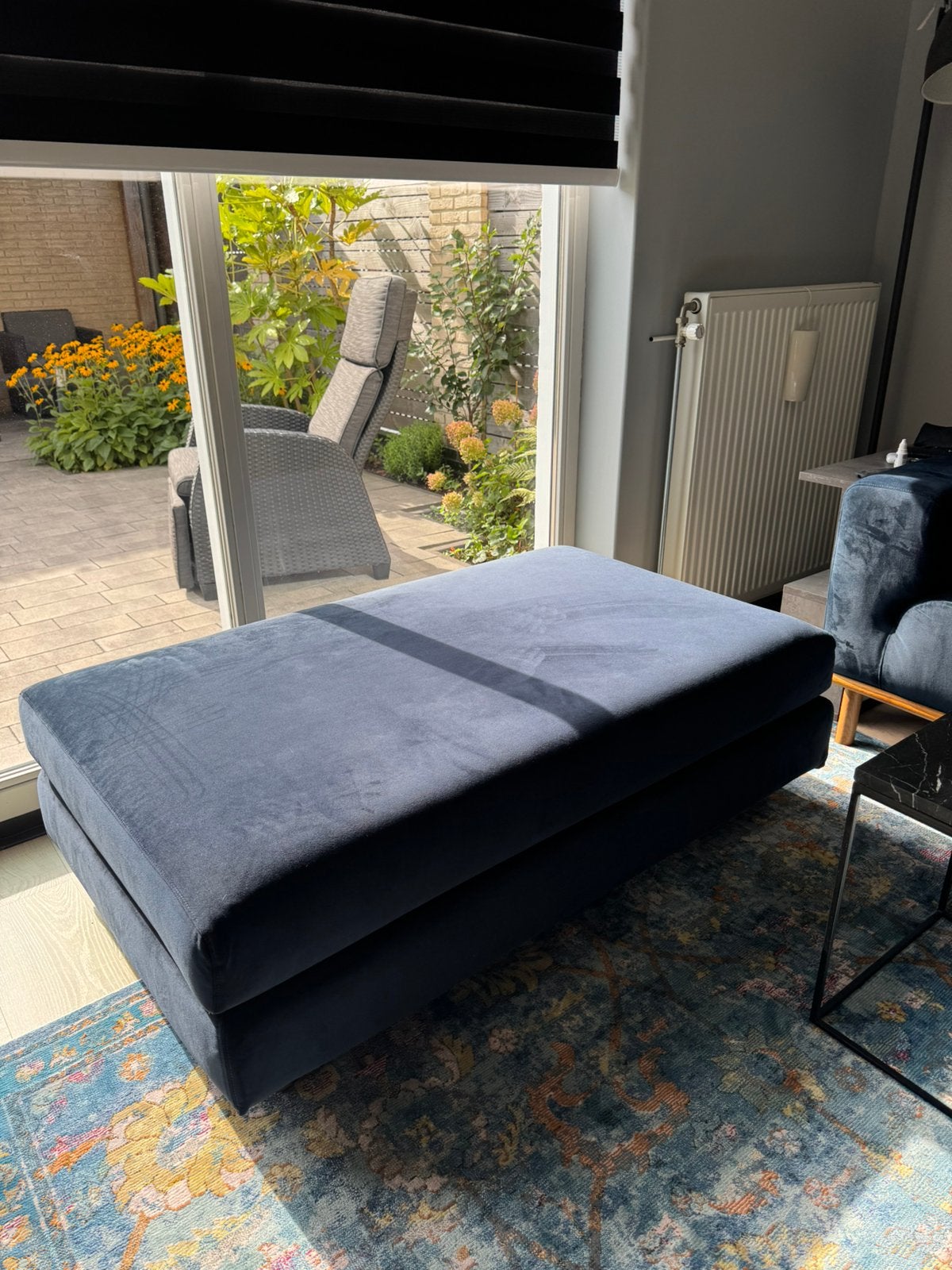 SOFACOMPANY Dylan hocker XL Velour Lux Navy, Ophalen, Zo goed als nieuw, Rechthoekig