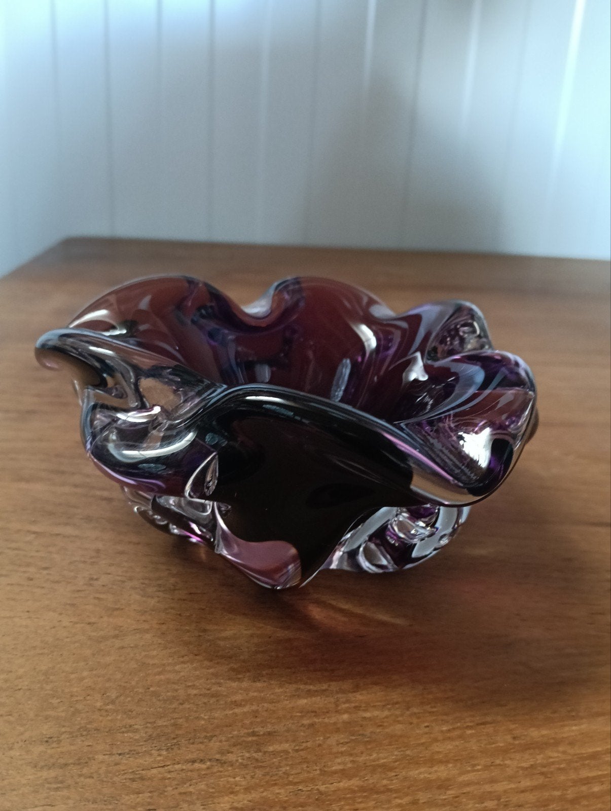 Murano glazen asbak paars, 14 x 6 cm, Ophalen of Verzenden
