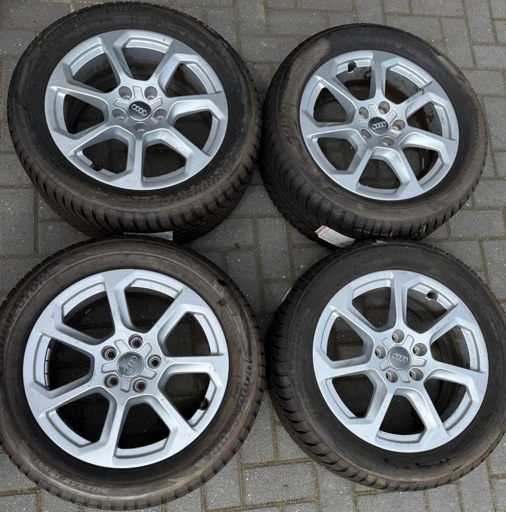 Audi 17 inch 7 spaak wielen Bridgestone winterbanden, Auto-onderdelen, Banden en Velgen, Ophalen, Banden en Velgen, 17 inch, Winterbanden