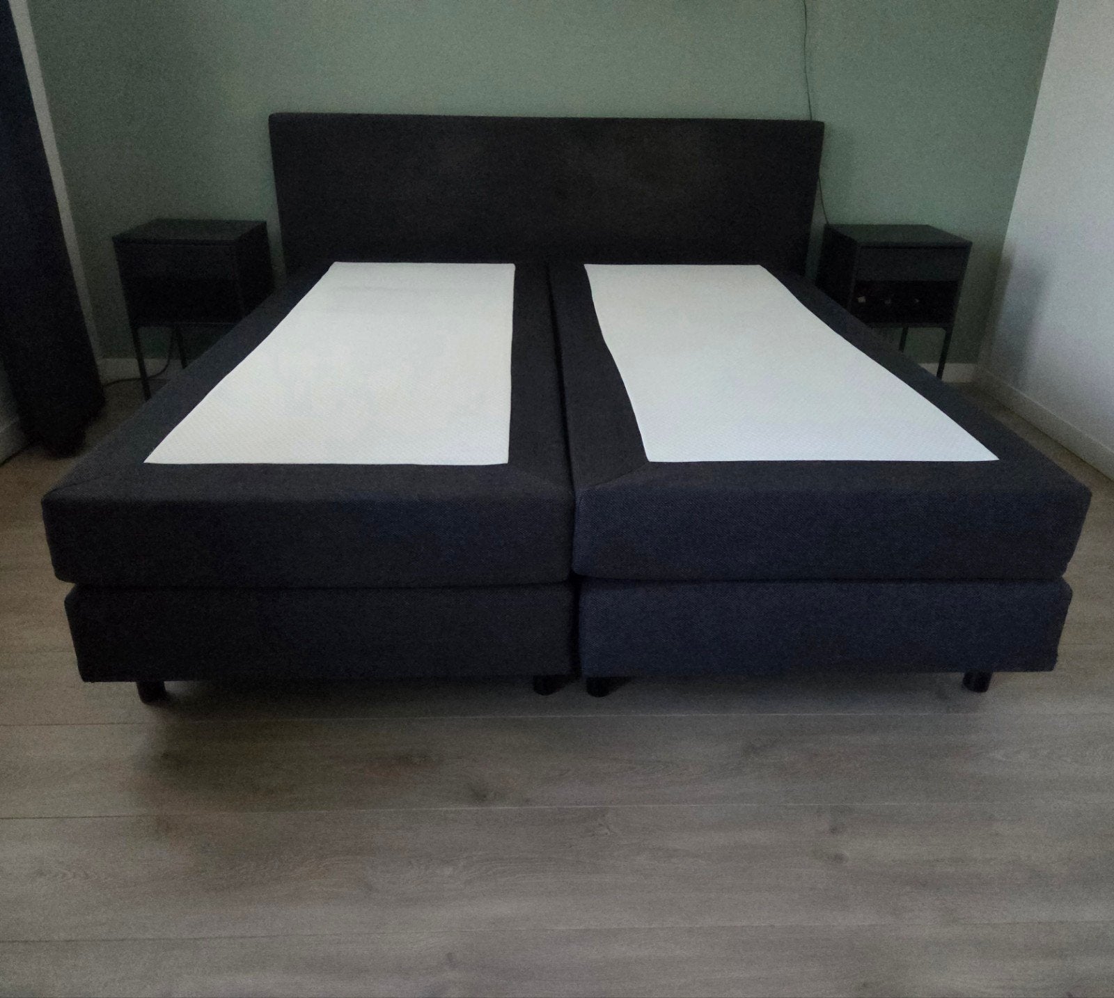 Boxspring 180x210 cm met hoofdbord, Ophalen, 210 cm, Tweepersoons, Zo goed als nieuw