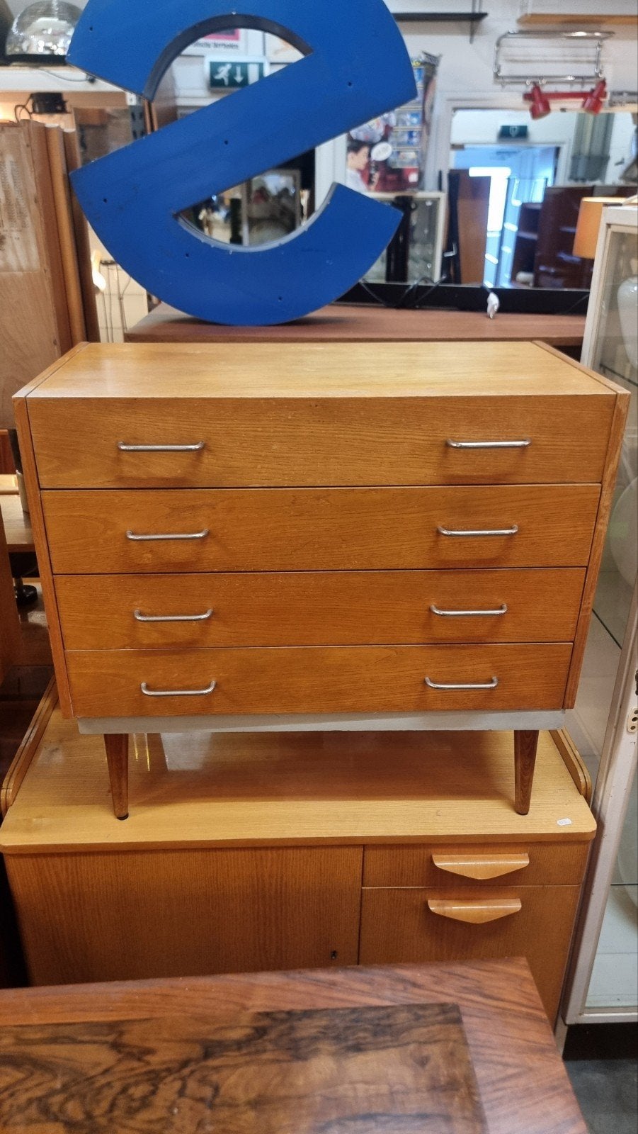 vintage ladenkast met spiegel a.k.a. vanity desk, ,, Zo goed als nieuw, ,, Minder dan 100 cm