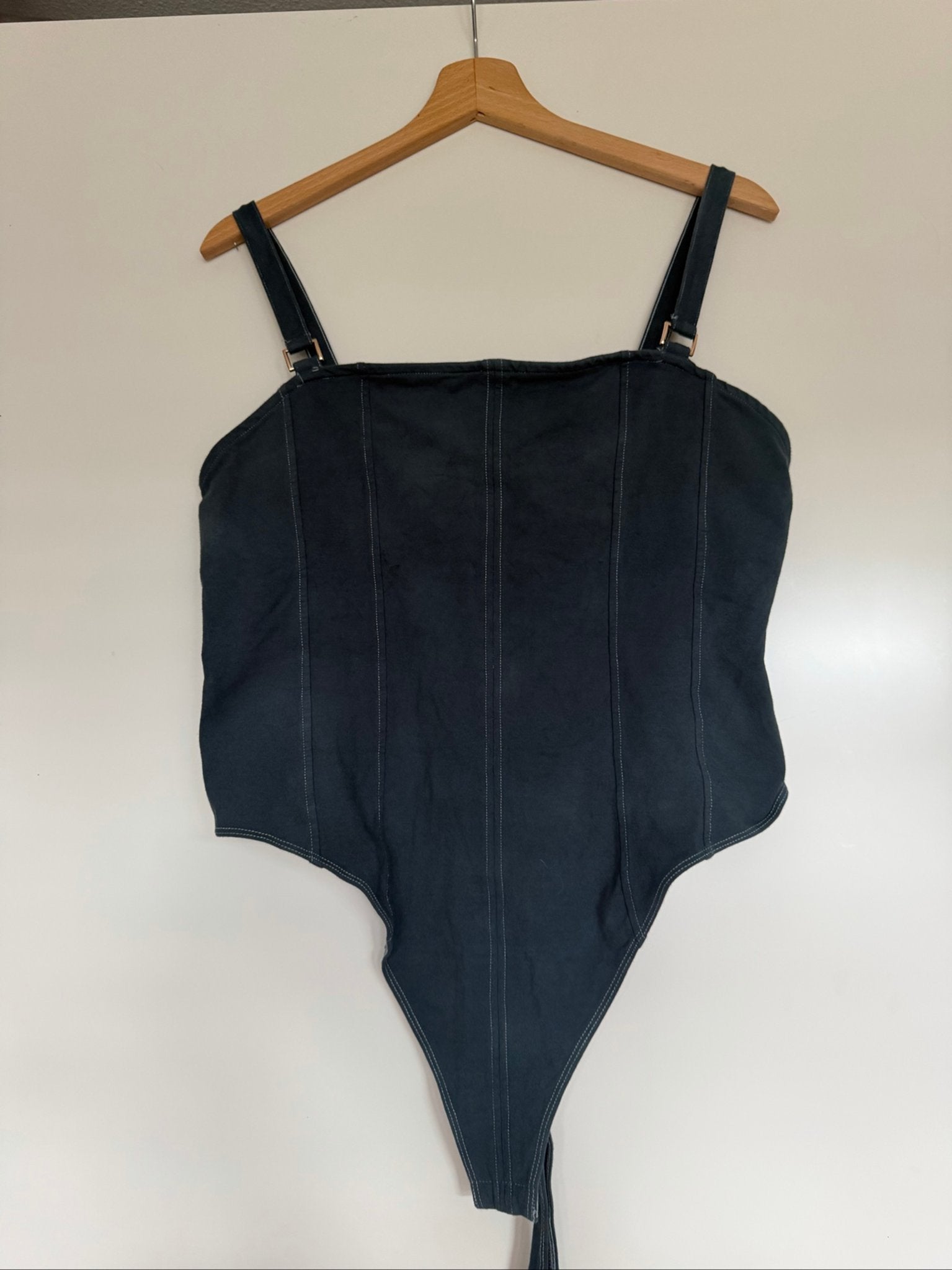 H&M denim look corset top bodysuit maat L verstelbare banden, Ophalen of Verzenden, Gedragen, H&amp;M