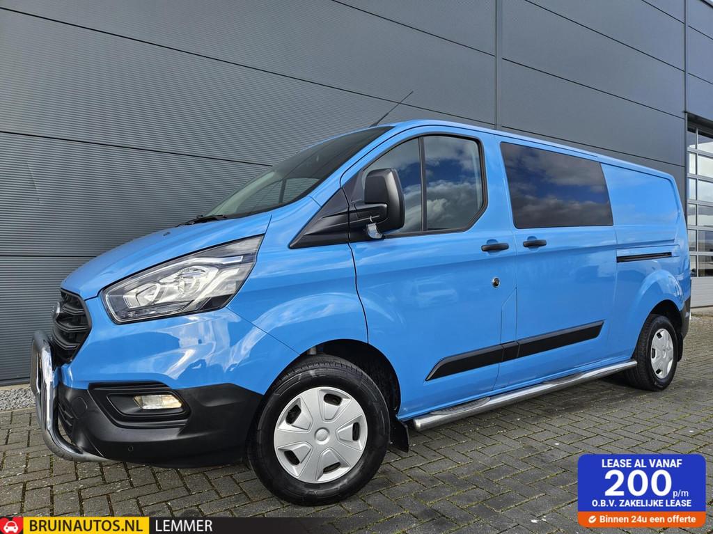 Ford Transit Custom 2.0 TDCI L2H1 DC Airco 2x schuifd navi, Auto's, Bestelauto's, Gebruikt, Euro 6, 4 cilinders, Blauw