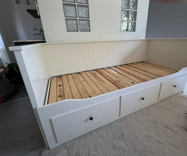 BedBank, 1 of 2 persoons bed, Ophalen, IKEA, landelijk, Verstelbaar, 90 cm