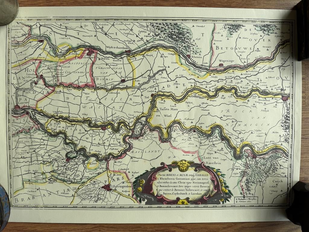Reproductie Joan Blaeu kaart 1645 van Betuwe, Ophalen of Verzenden, 1800 tot 2000, Nederland, Landkaart