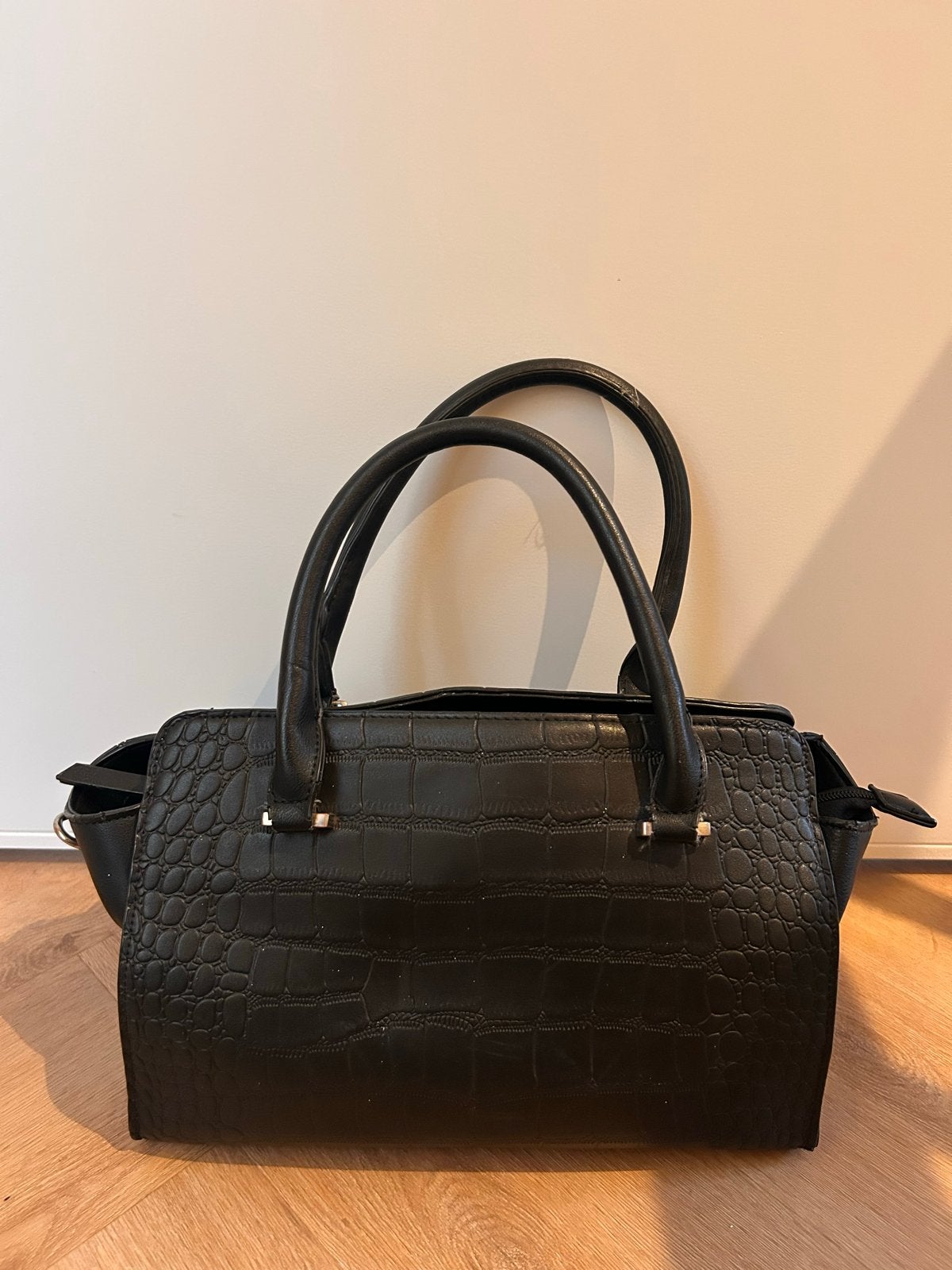 Anna Field Zwarte Handtas met Krokodillenprint, Sieraden, Tassen en Uiterlijk, Ophalen of Verzenden, Zo goed als nieuw, Zwart