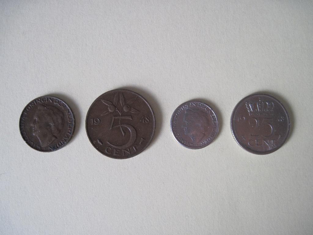 45 Setjes van Cent + Stuiver + Dubbeltje + Kwartje - 1948, Postzegels en Munten, Munten | Nederland, Ophalen of Verzenden, Koningin Wilhelmina