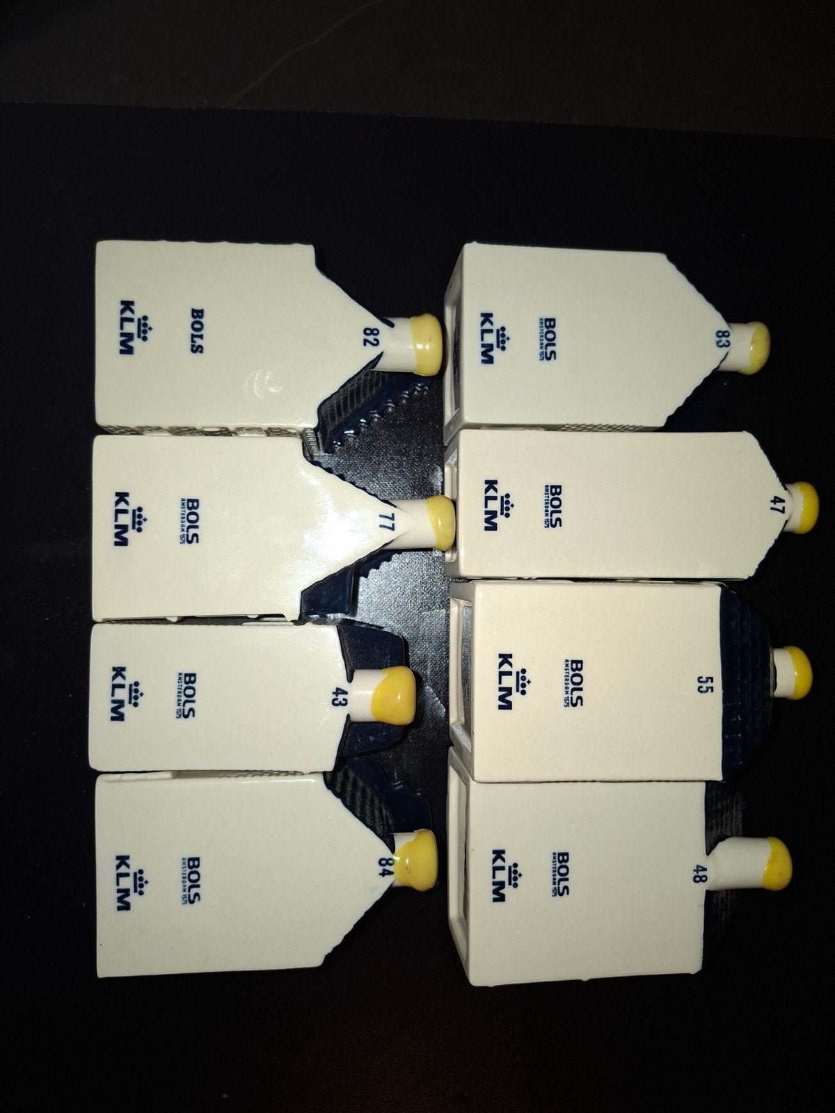 8 originele KLM Delfts Blauwe huisjes, Ophalen of Verzenden, Gebruikt, 1 t/m 20, Gevuld