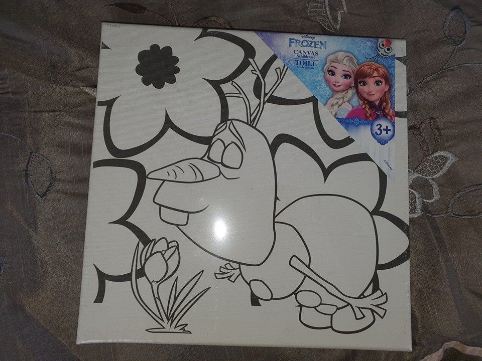 Disney Frozen Olaf Canvas Schilderij Knutselset, Film en tv, Textiel, Nieuw, Meerkleurig