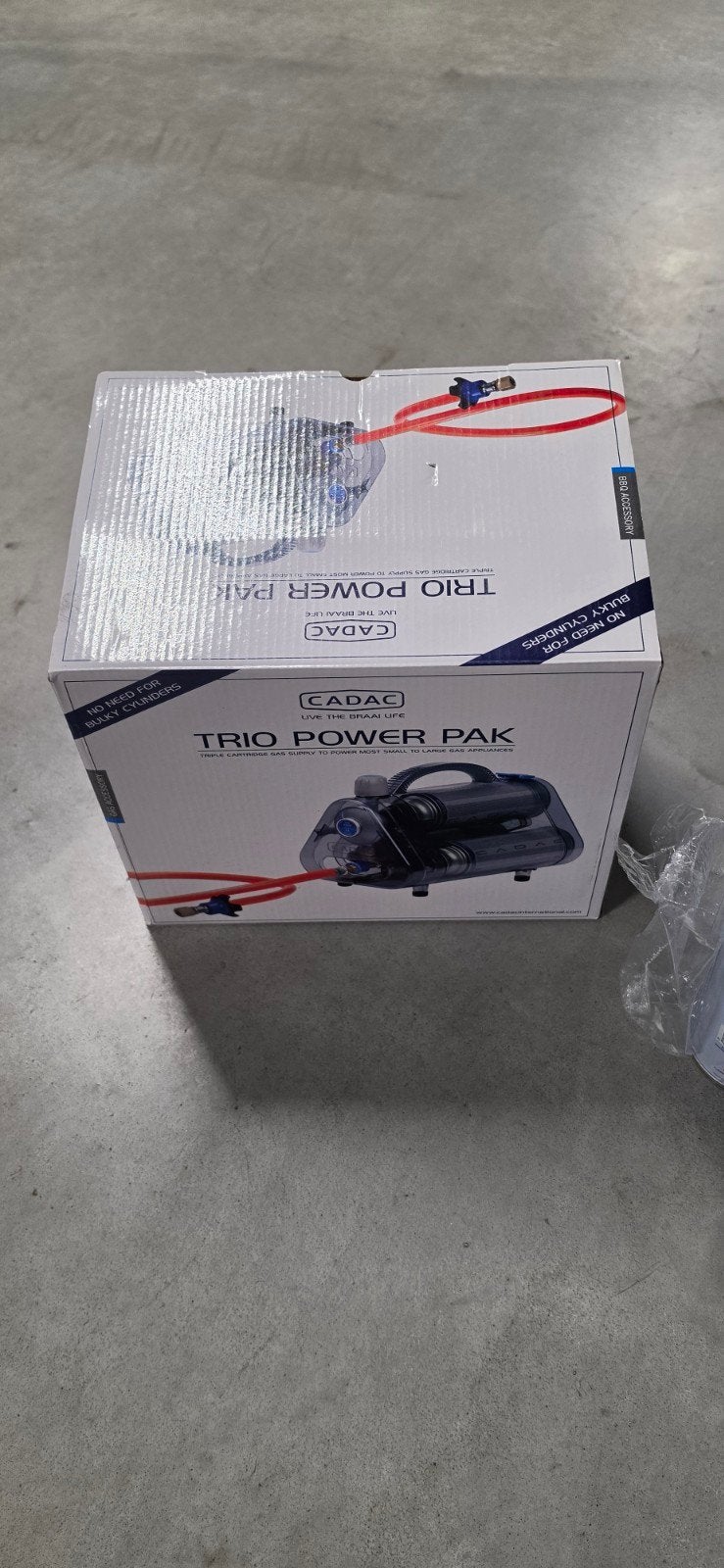 Cadac Trio Power Pak zgan met 6 gasflessen en draagtas, Caravans en Kamperen, Kampeeraccessoires, Ophalen of Verzenden, Zo goed als nieuw