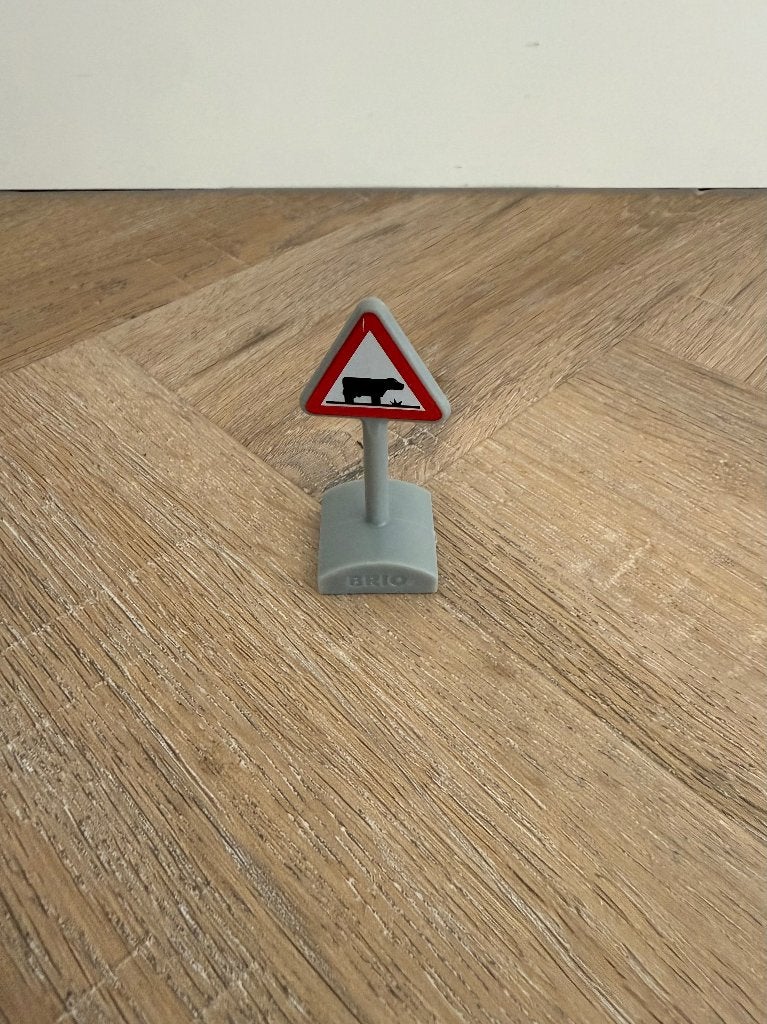 Heel goed Brio houten trein boerderij verkeersbord koe 33719, Ophalen of Verzenden, Zo goed als nieuw